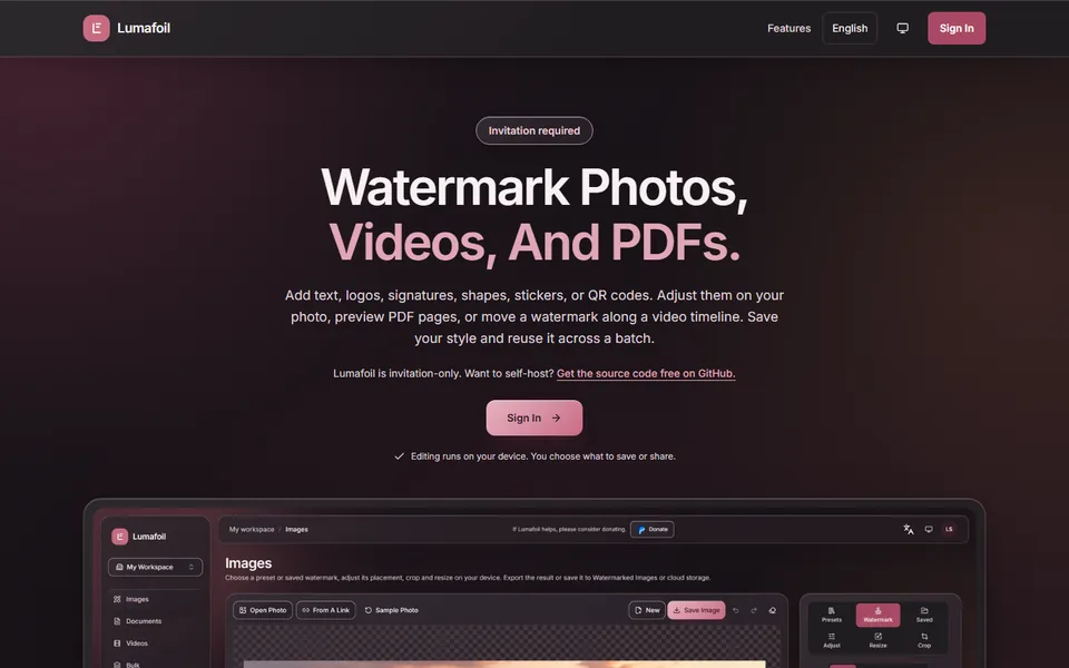 Lumafoil landing page preview